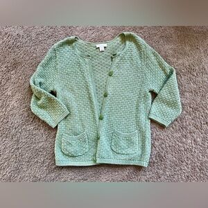 Christopher & Banks Green 3/4 Length Sleeve Cardigan Sweater